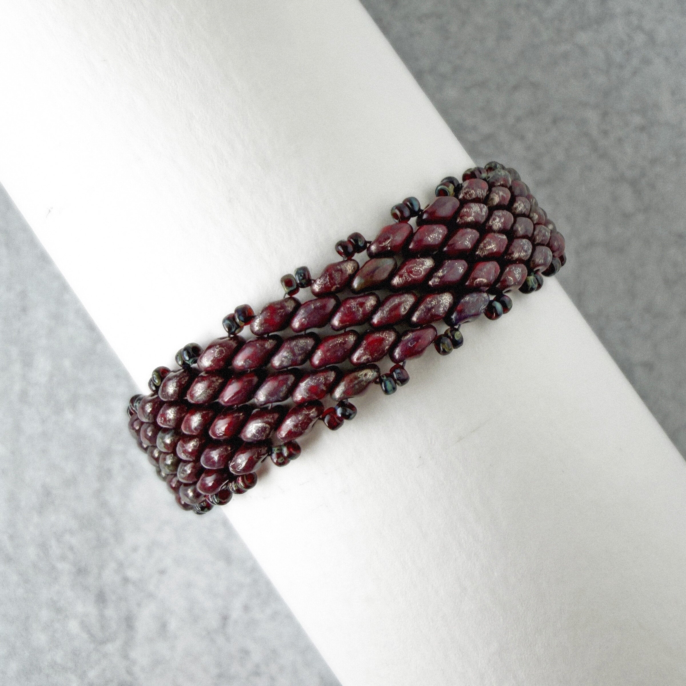 Picasso Red Bead-Woven Bracelet
