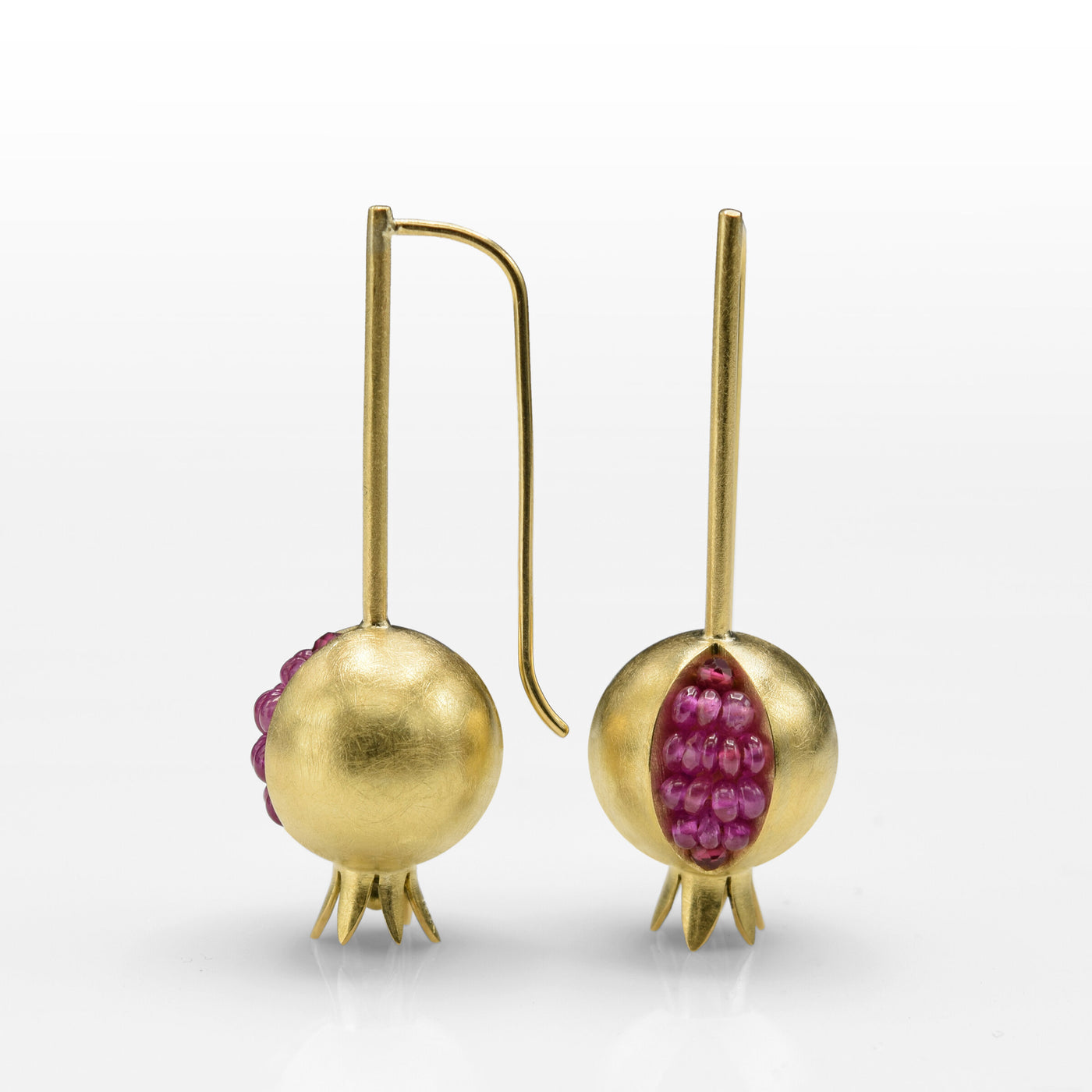 Pomegranate Gold Sapphire Earrings