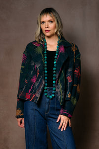 Flower Kantha New Lapeled Short Jacket