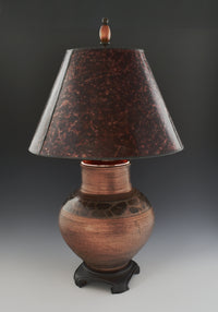 Raku-Fired Stoneware Lamp with Mica Shade