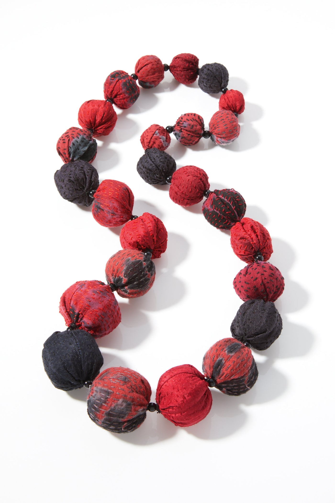 Vermillion & Black Kantha Necklace