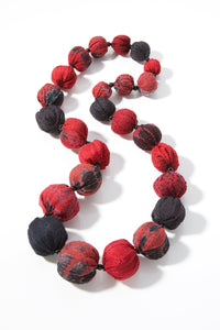 Vermillion & Black Kantha Necklace