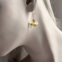 Prehnite & Sapphire Gold Earrings
