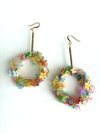 3-D Sparkling Floral Earrings
