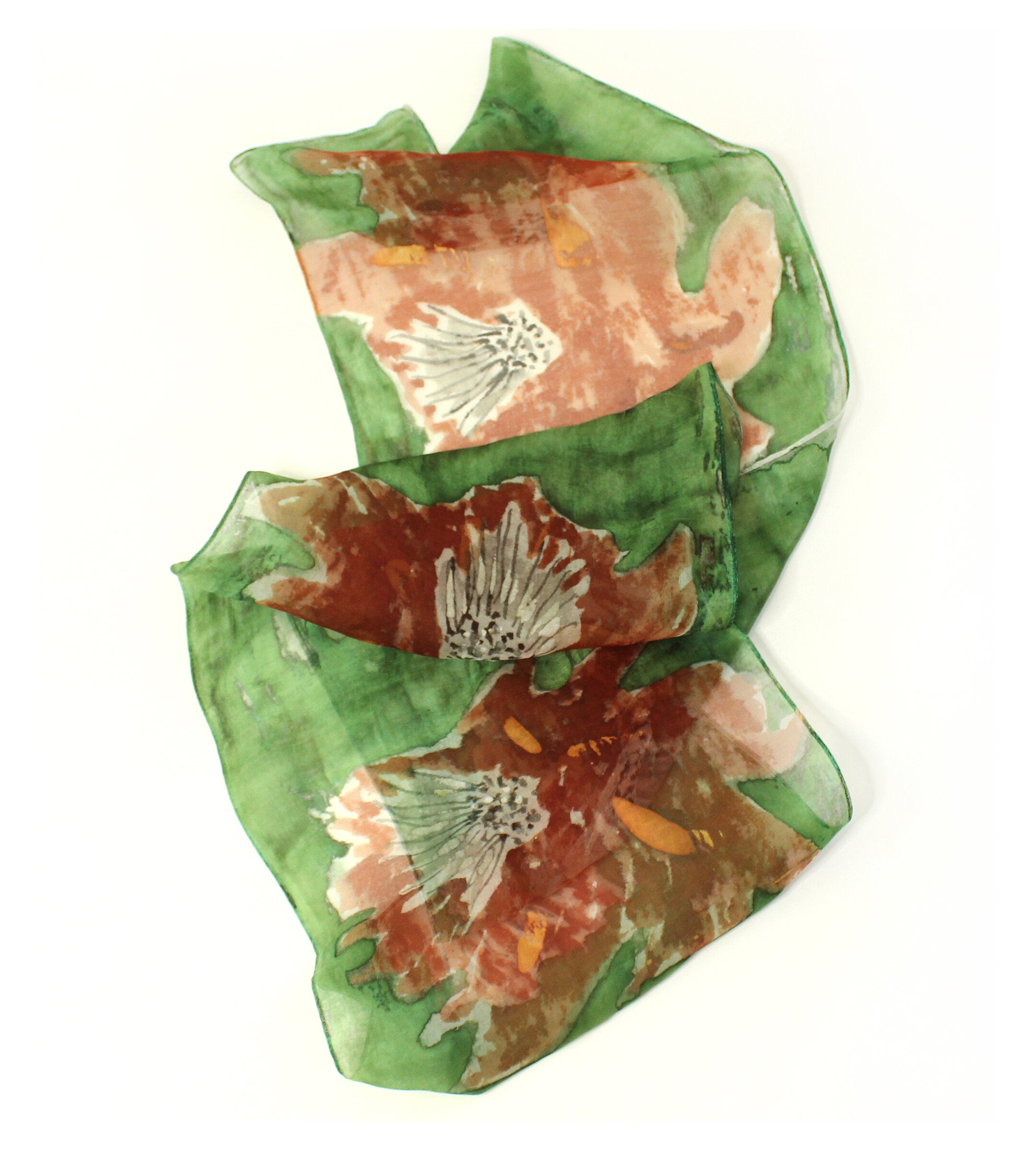 Amaryllis Orange-Hand painted silk scarf