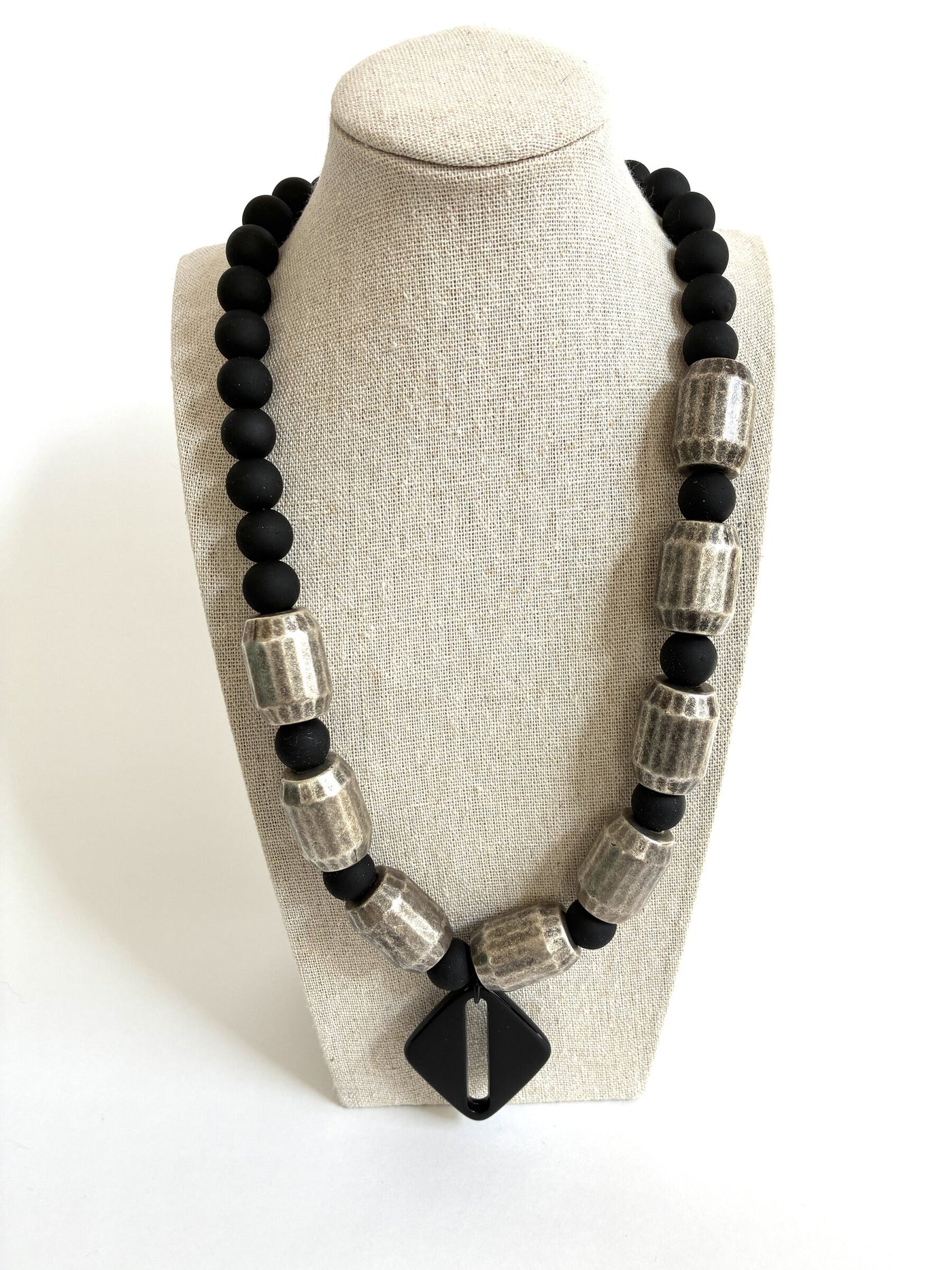 Rustic Barrel Bead Necklace