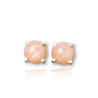 14k Yellow Gold and Peach Moonstone Stud Earrings