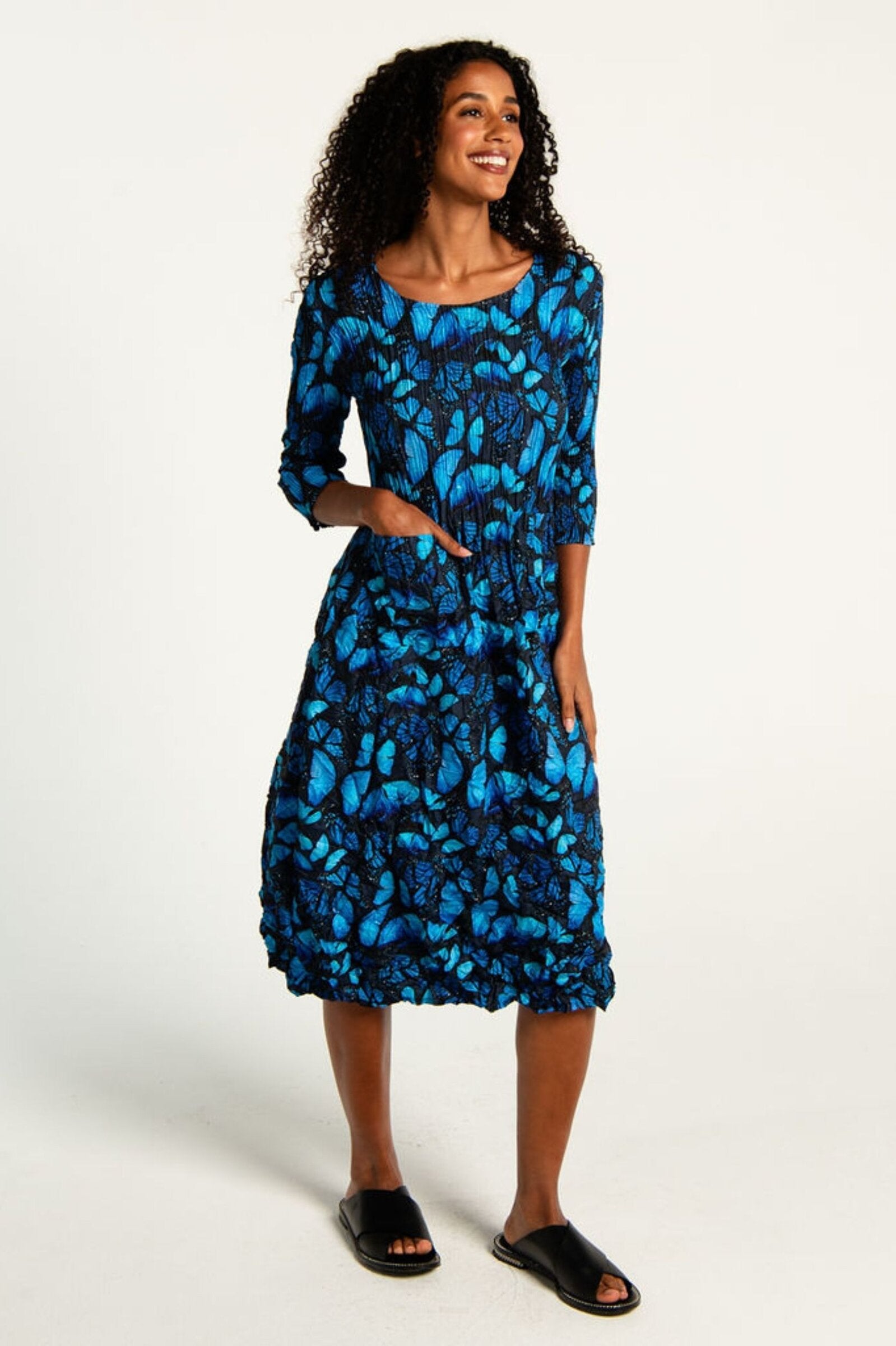3/4 Sleeve Smash Pocket Dress