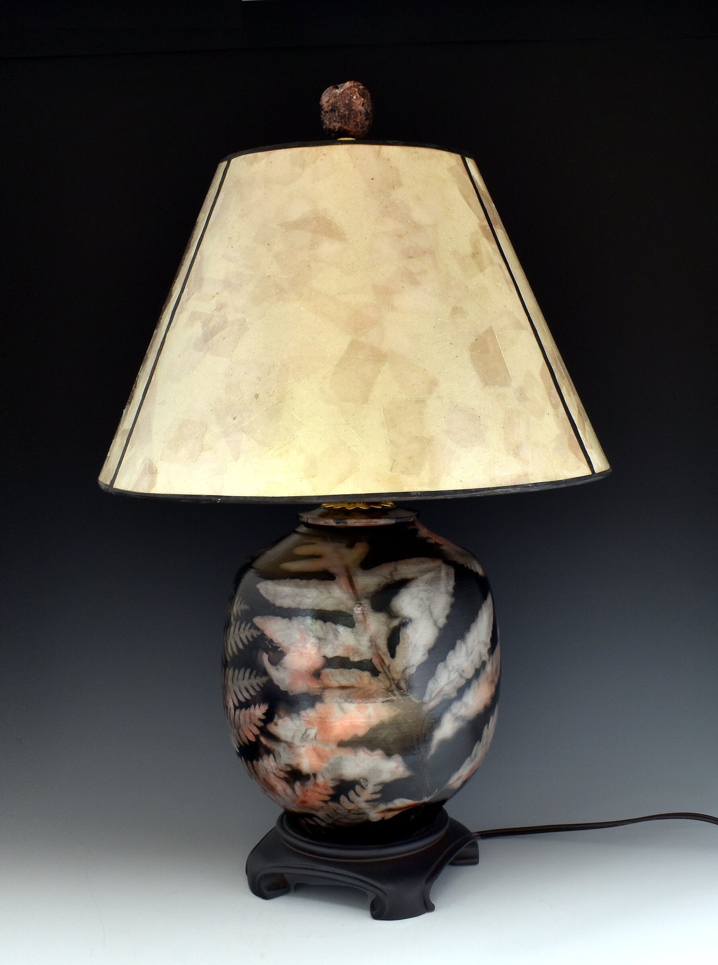Leafy Saggar-Fired Stoneware Lamp