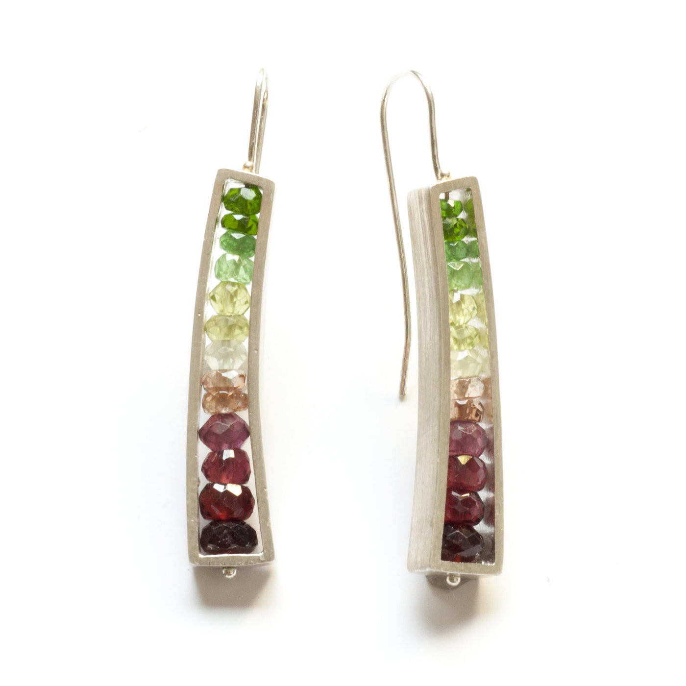 Slender Wedge Earrings in Watermelon Colors