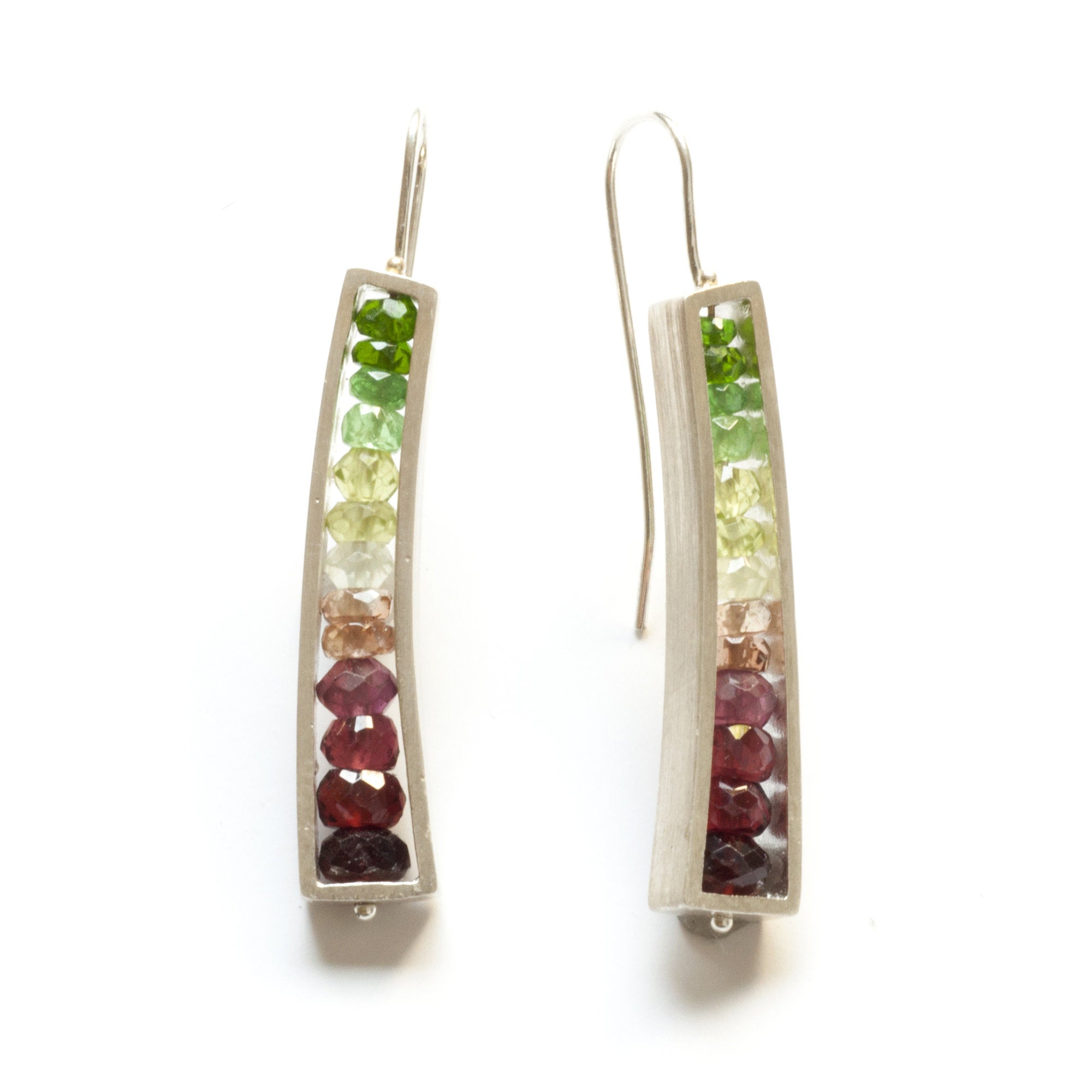 Slender Wedge Earrings in Watermelon Colors