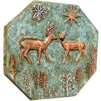 Dear Deer Ceramic Wall Sculpture Tile in Turquoise