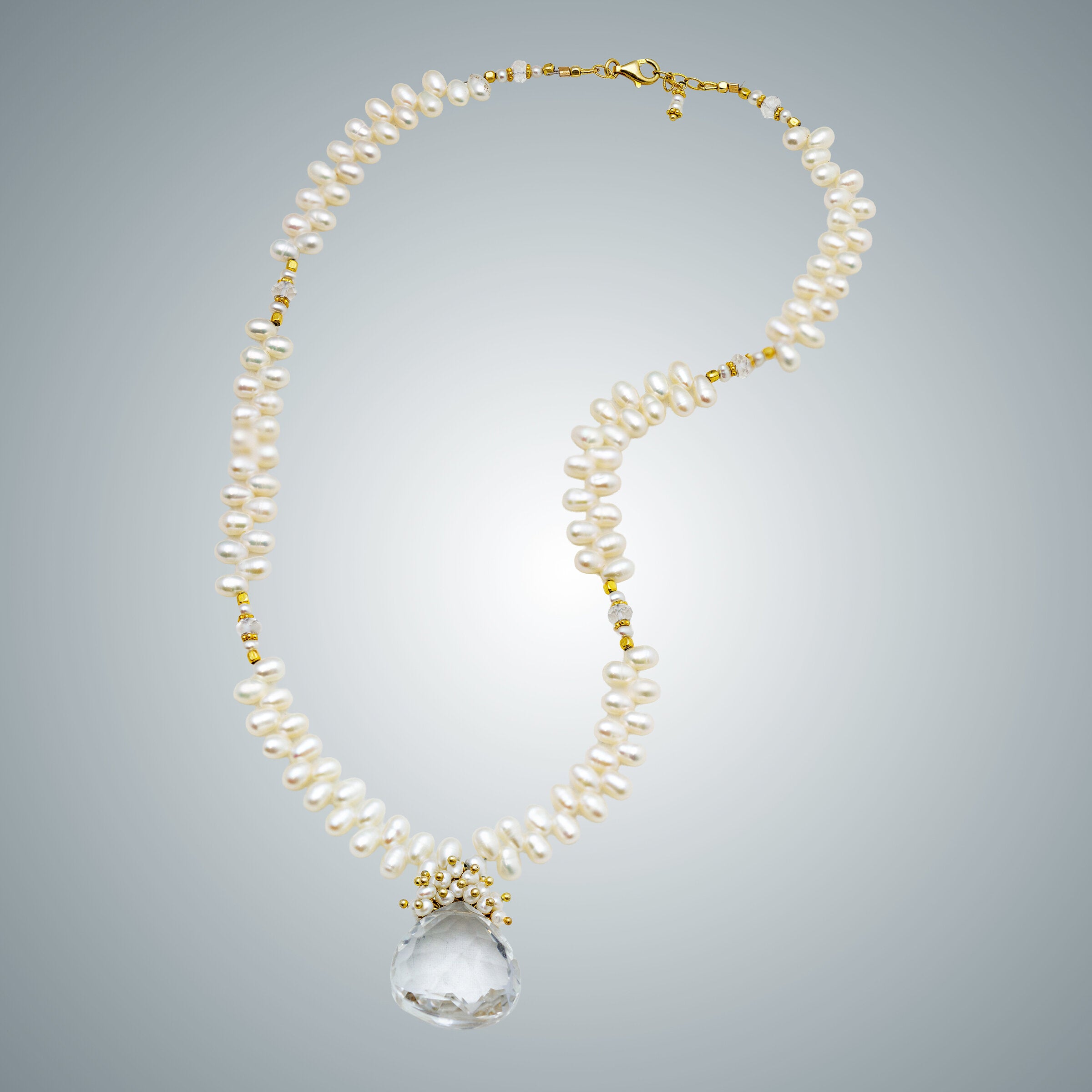Freshwater Pearl, Crystal Quartz & Vermeil Necklace