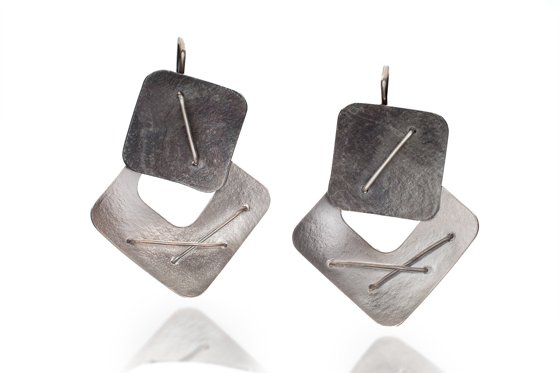 oxidized top square with earwires