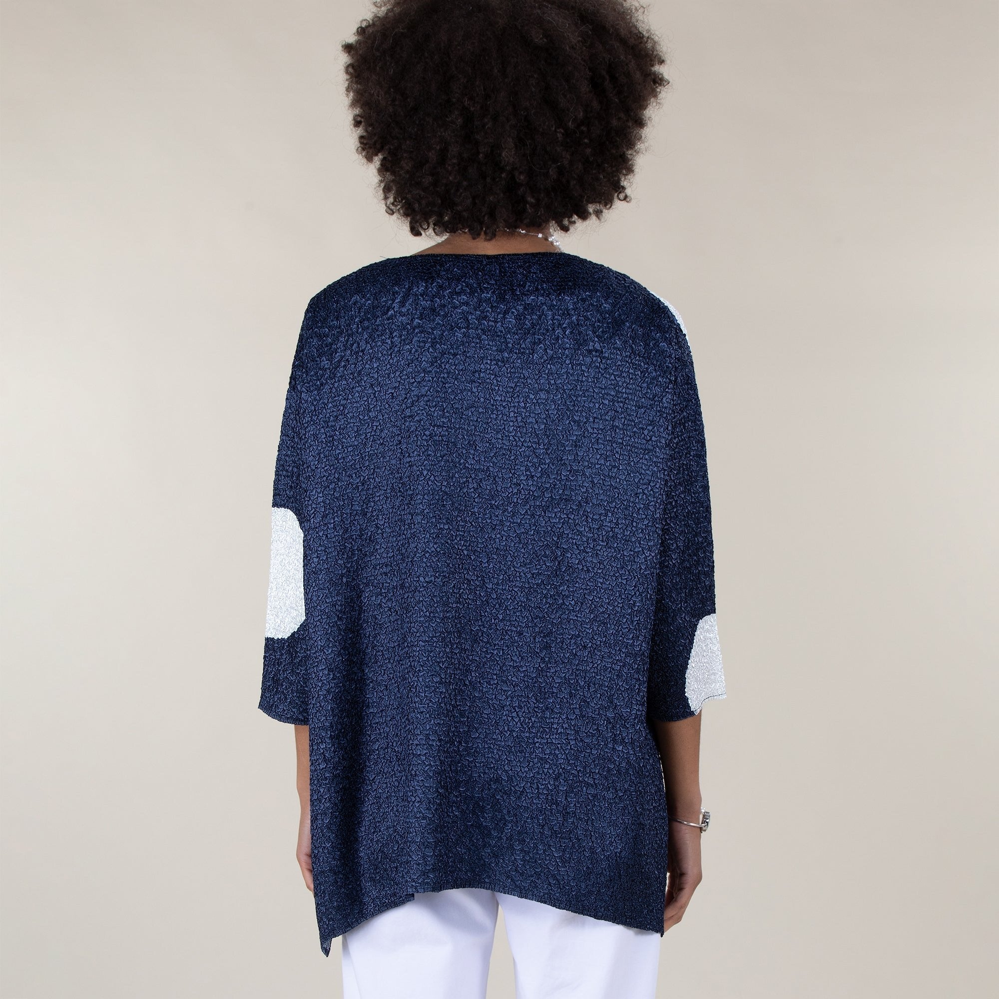 Rippling Circles Navy Blue Crinkle Tunic