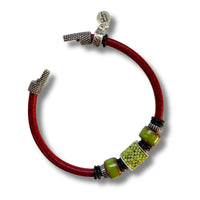 Chartreuse & Red Single Bead Bracelet