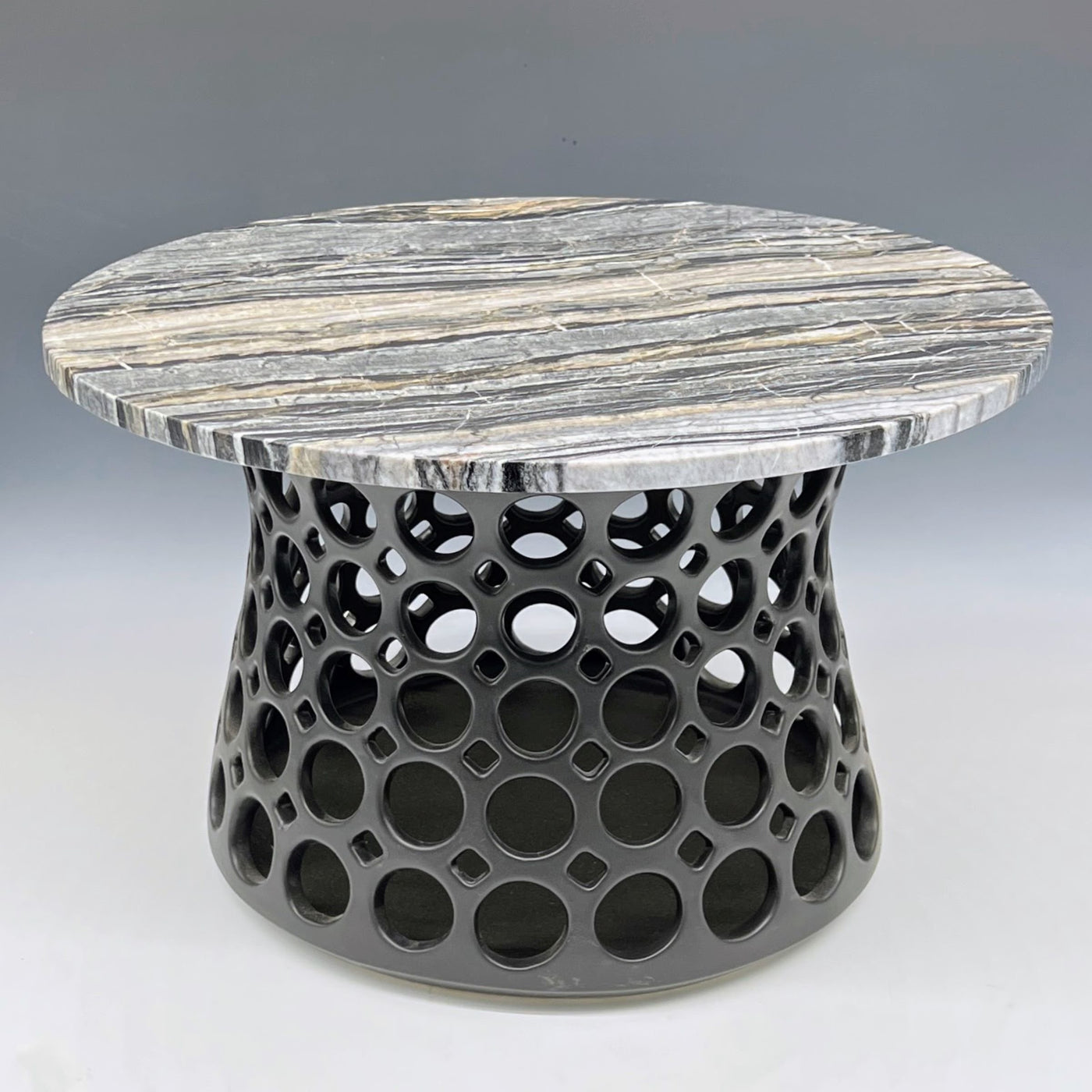Pierced Black Ceramic Side Table