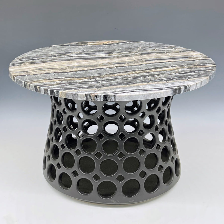 Pierced Black Ceramic Side Table