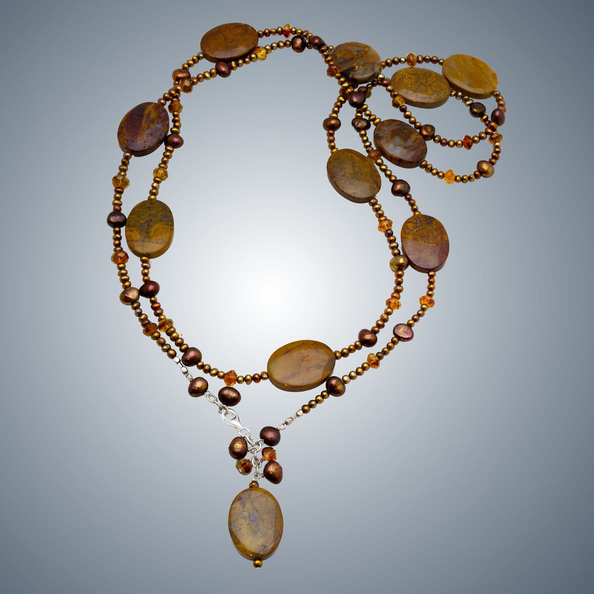 Agate, Citrine & Pearl Necklace