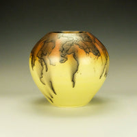 Bright Yellow Horsehair Raku Pottery