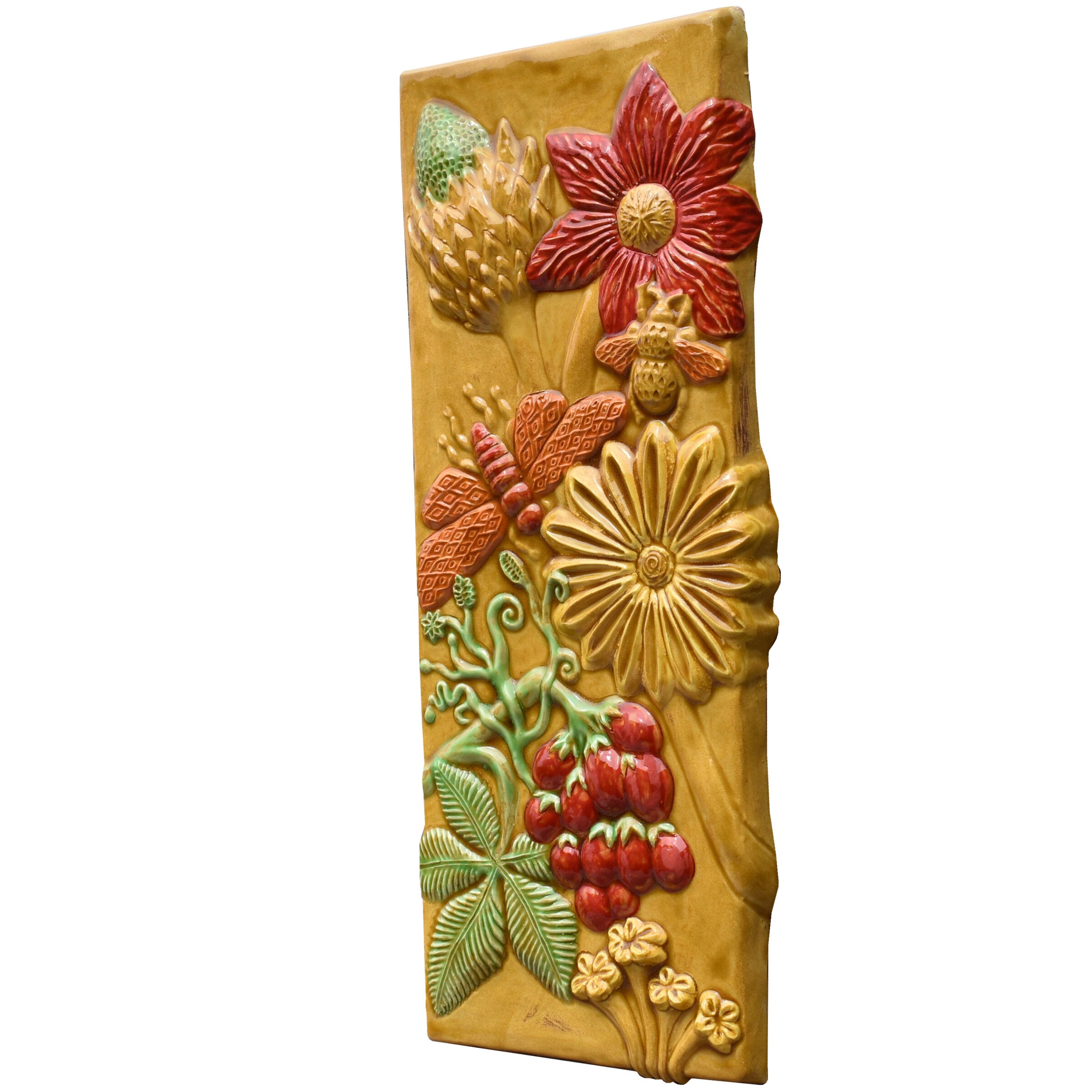 Botanical Tile in Amber, Yellow, Red, and Green