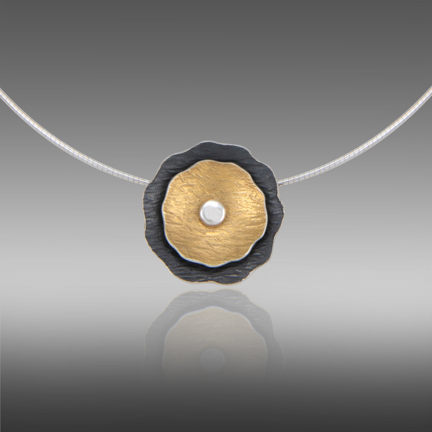 Double Poppy Keum-Boo Pendant