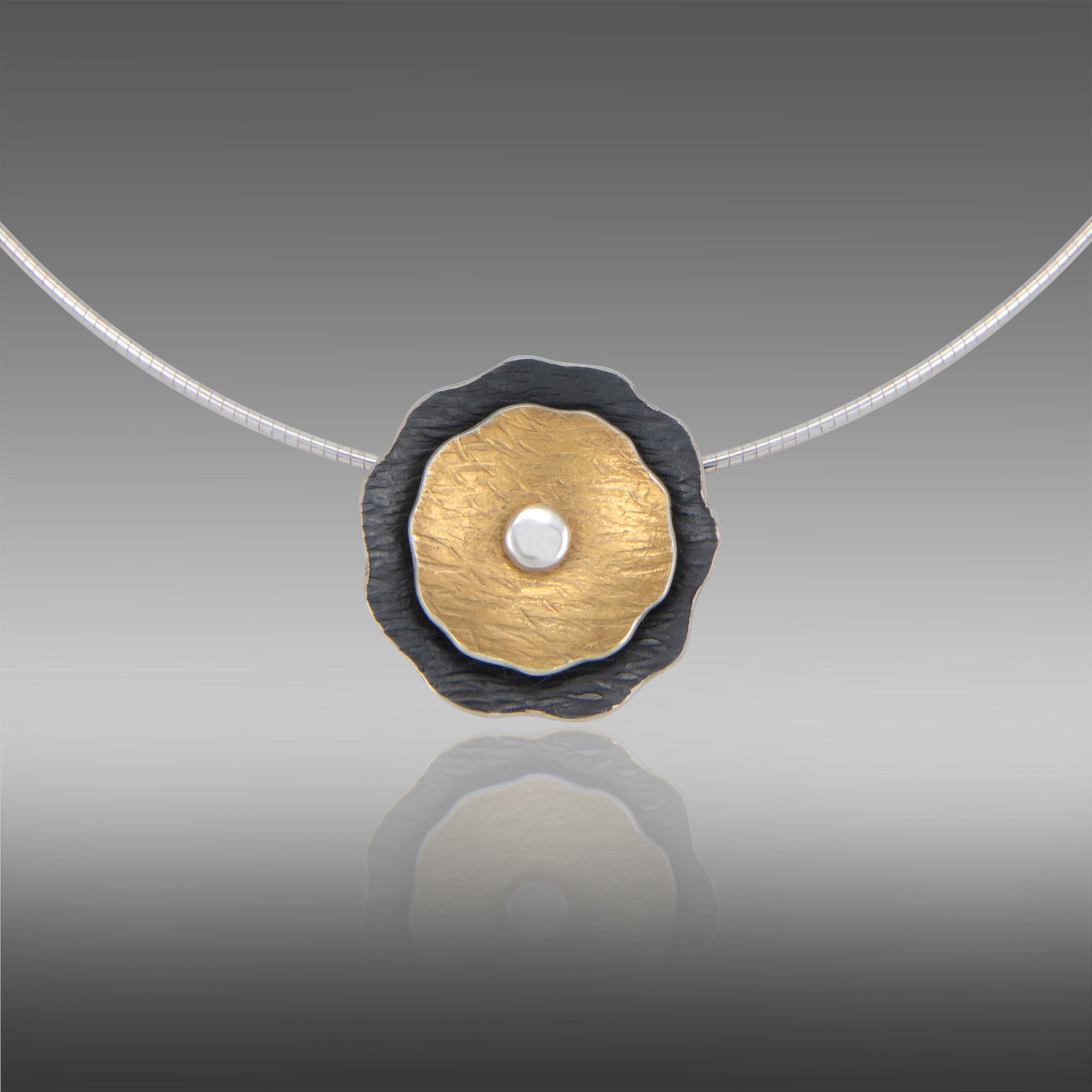 Double Poppy Keum-Boo Pendant