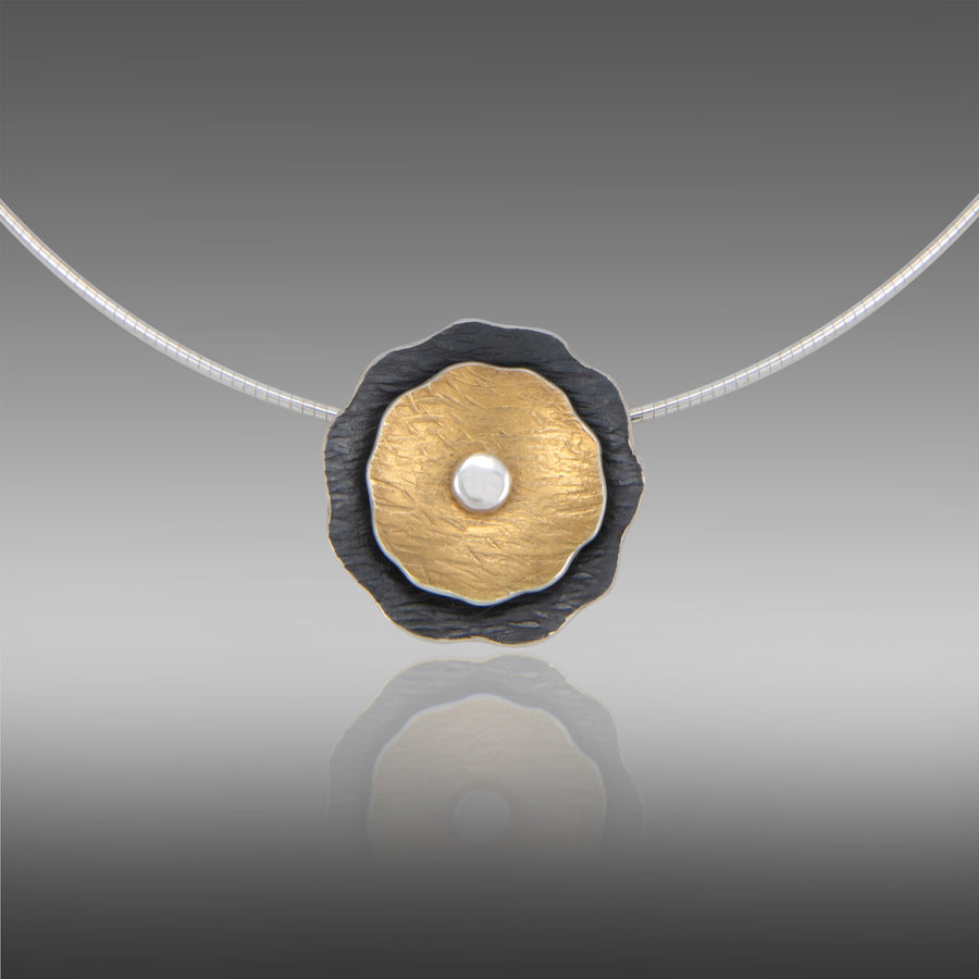 Double Poppy Keum-Boo Pendant