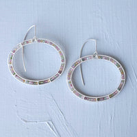 Horizontal Tourmaline Oval Segment Earrings