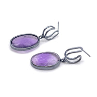 Amethyst Drop Hoop Earrings