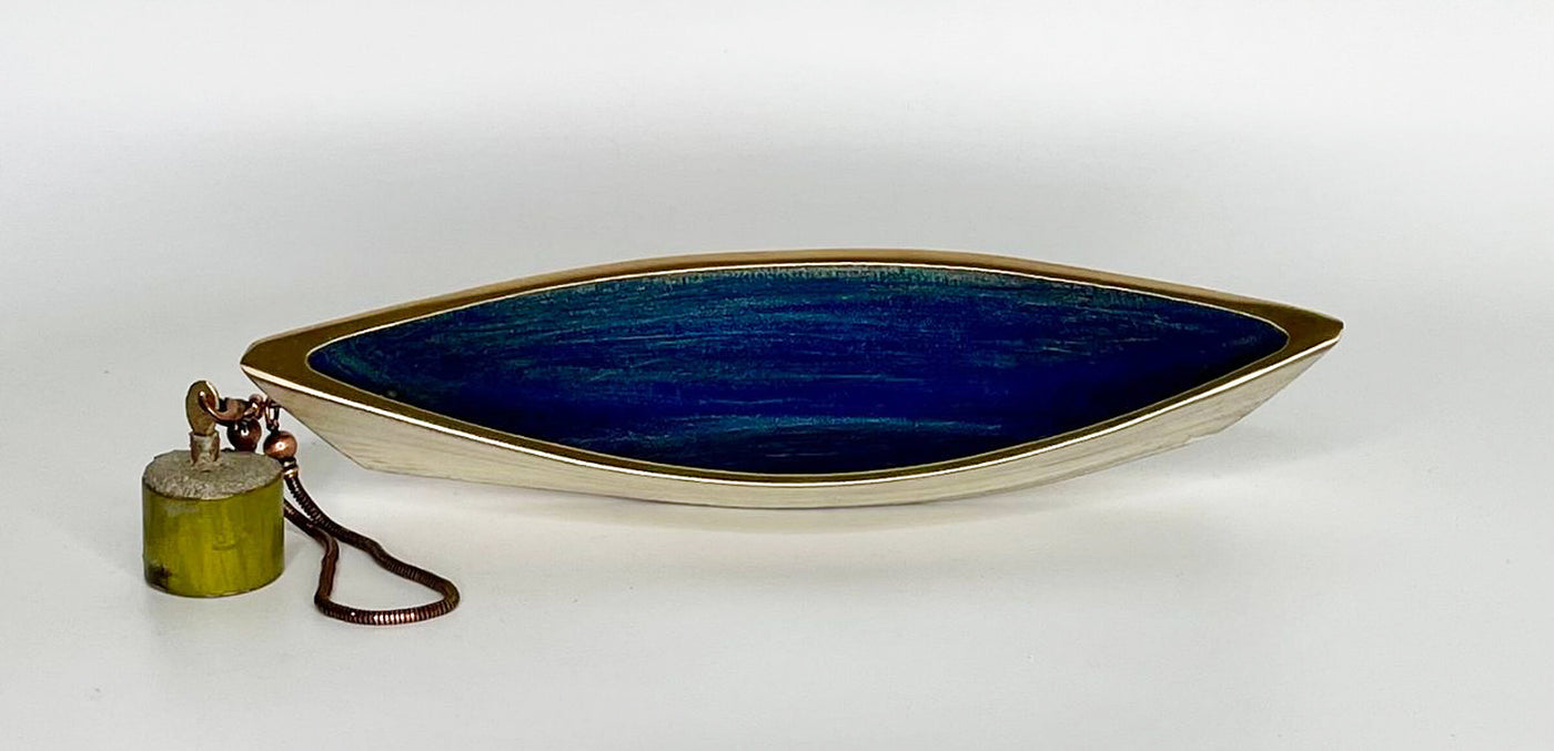Bronze Dory with Blue Patina and Anchor