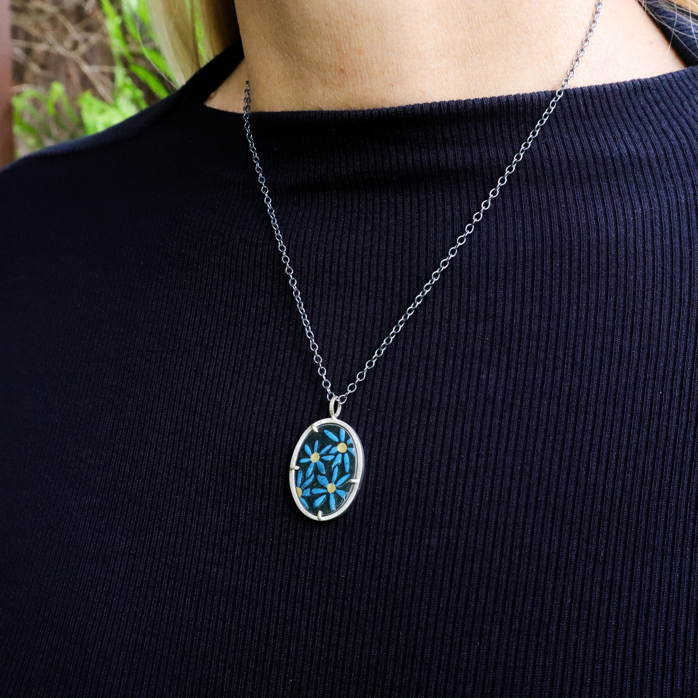 Blue Daisy Pendant
