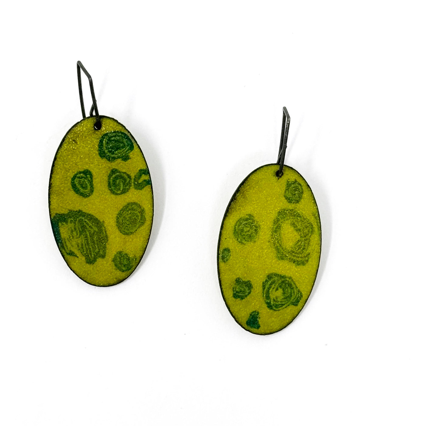 Green Oval Dangle Earrings