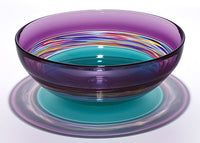Transparent Banded Vortex Bowl in Violet Jewel Sea Green