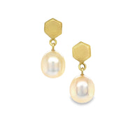 Hexagon Pearl Earrings
