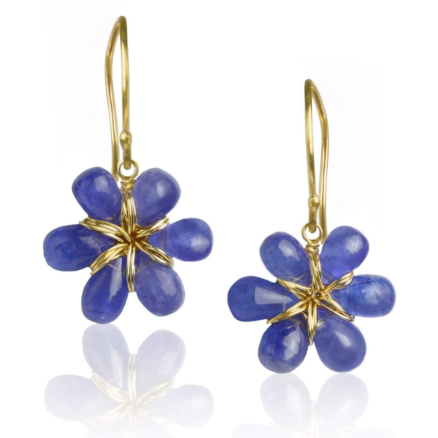 Tanzanite & 14k Gold Flower Earrings