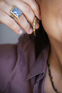 Speckled Hoop Earrings with Diamonds