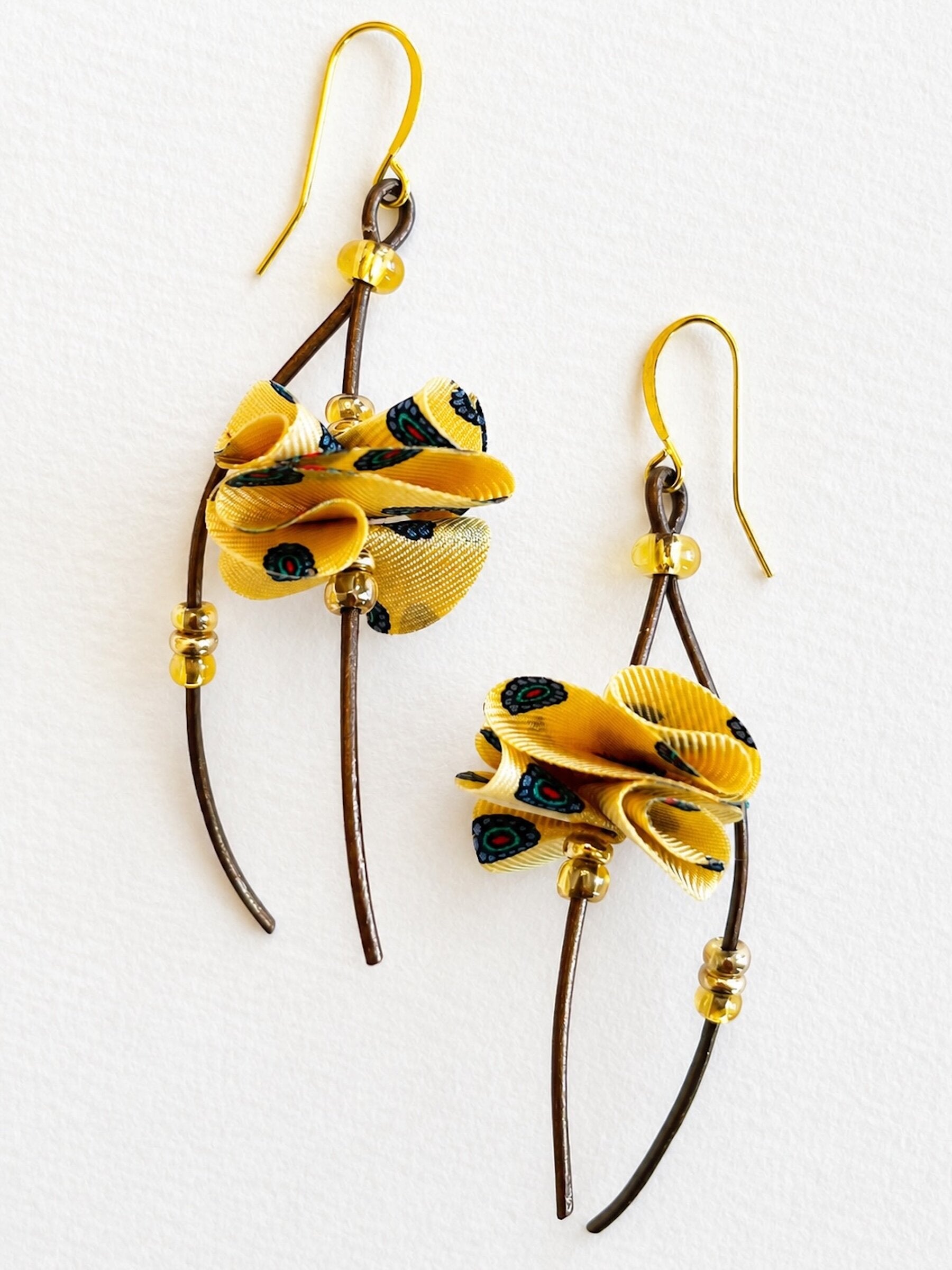 Yellow Silk Blossom Earrings