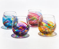 Vortex Stemless Wine Glass Set in Jewel Tones