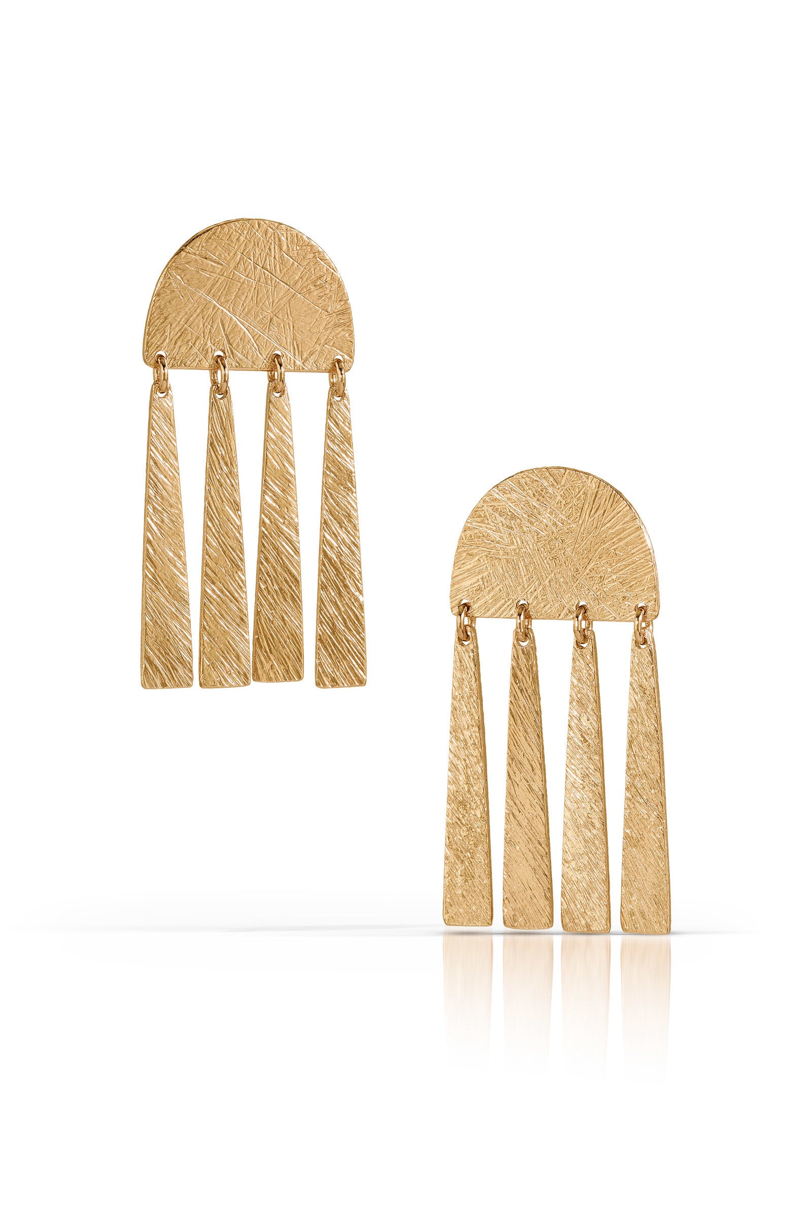 Carved Half-Circles and Triangles Earrings