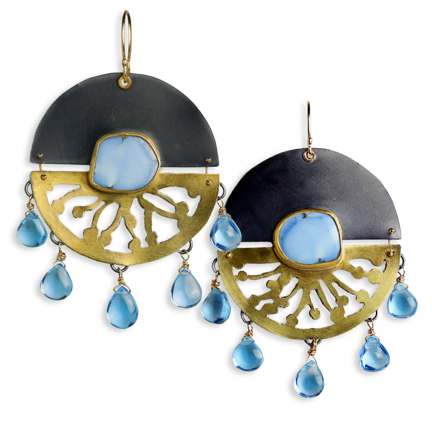 Lavender Turquoise Split Disc Earrings