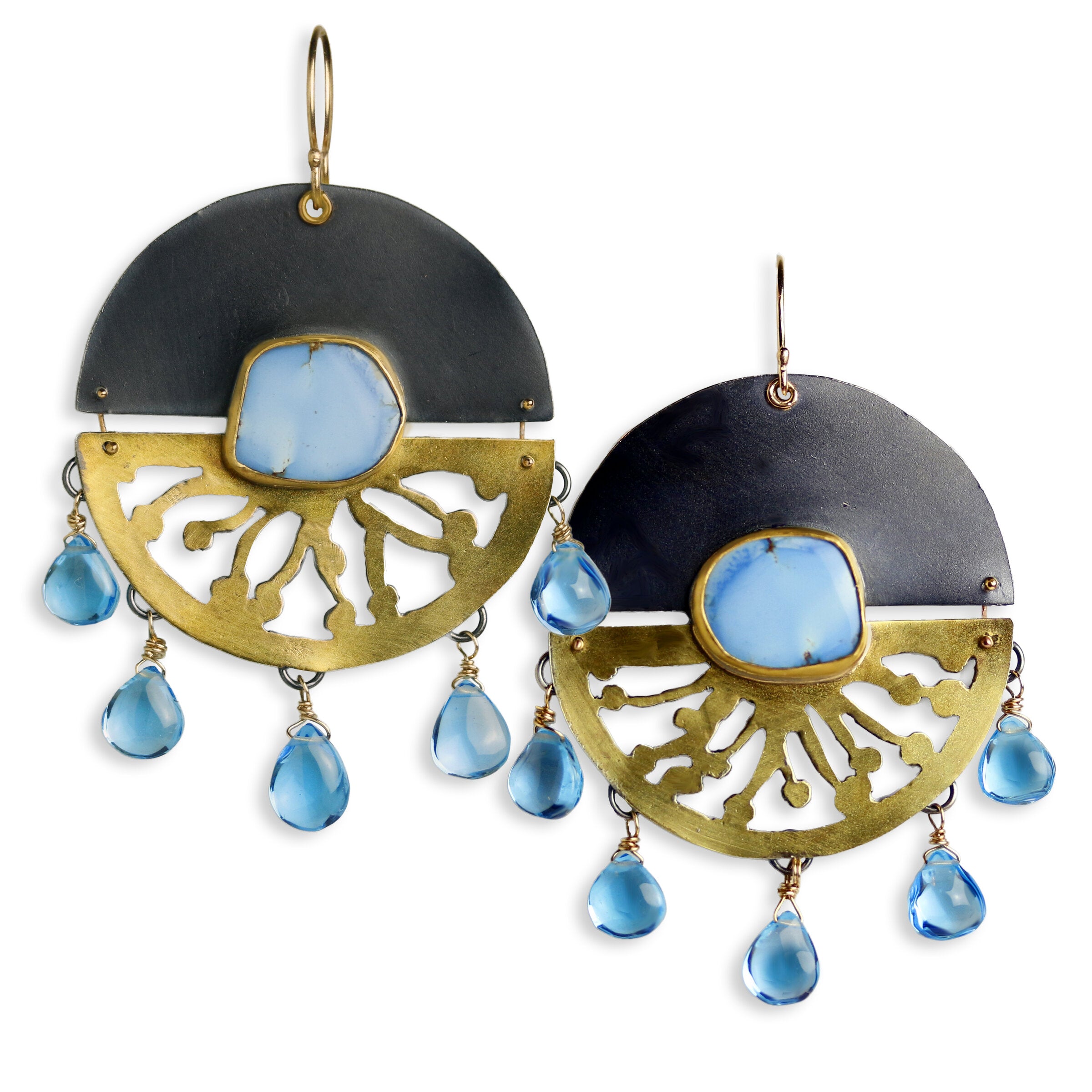 Lavender Turquoise Split Disc Earrings