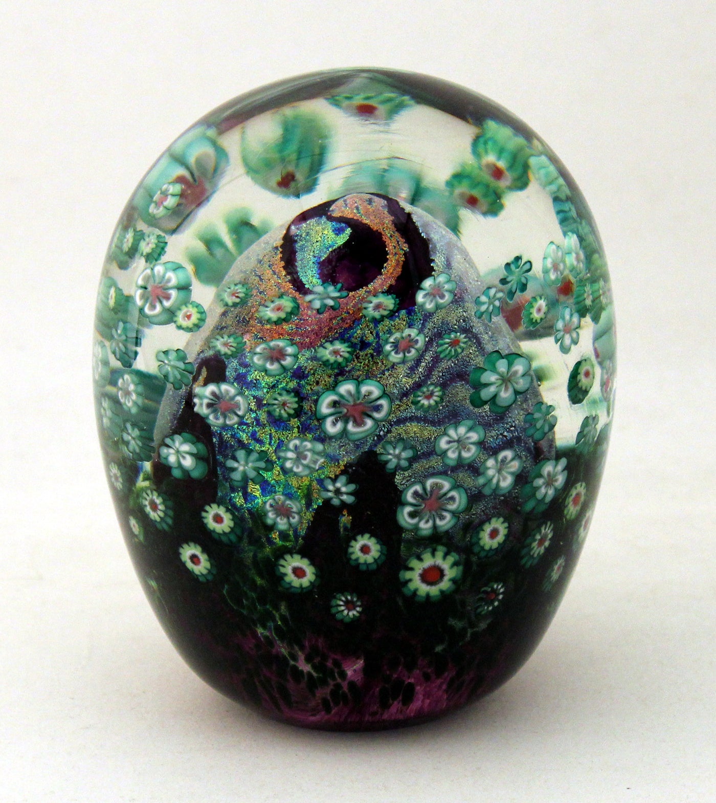 Purple and Celadon Floral Paperweight