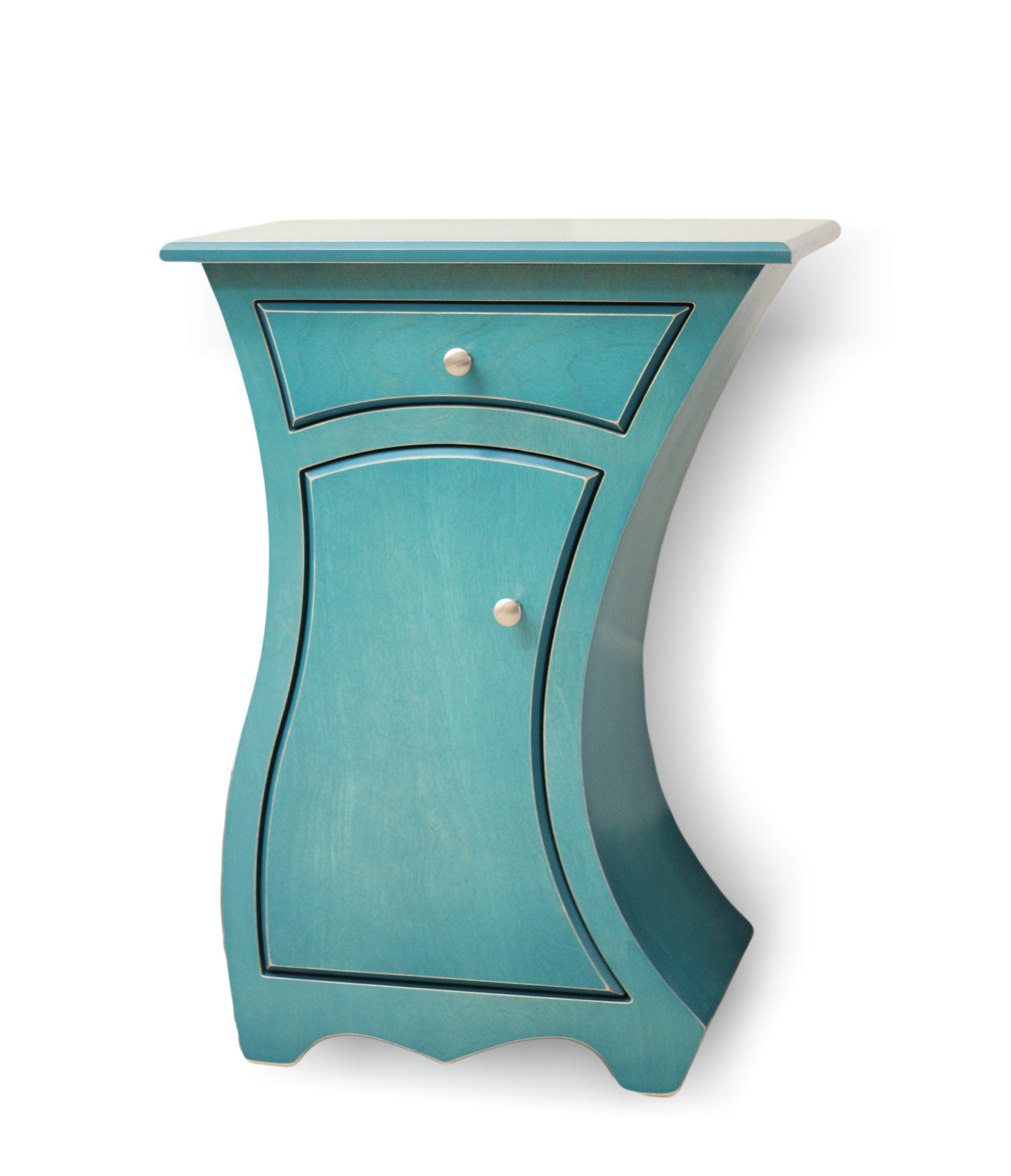 left-handed, turquoise stain