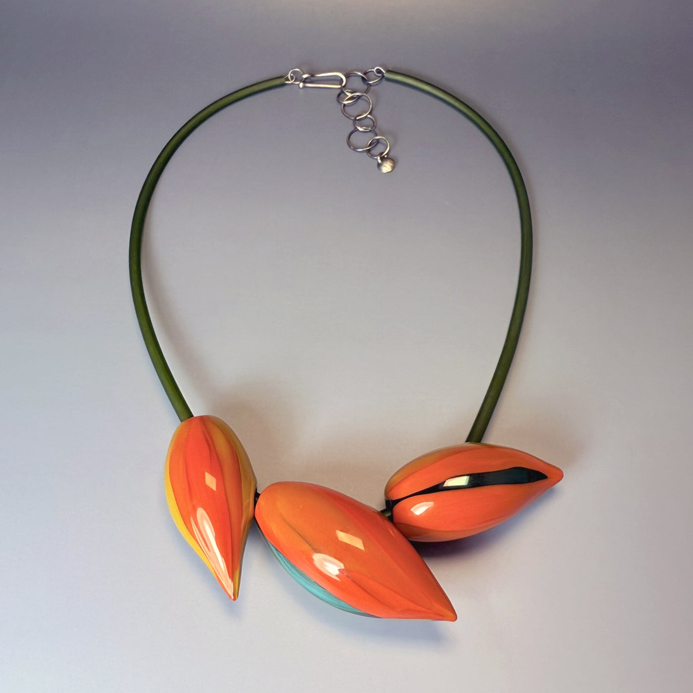 Orange and Pistachio Buds Necklace