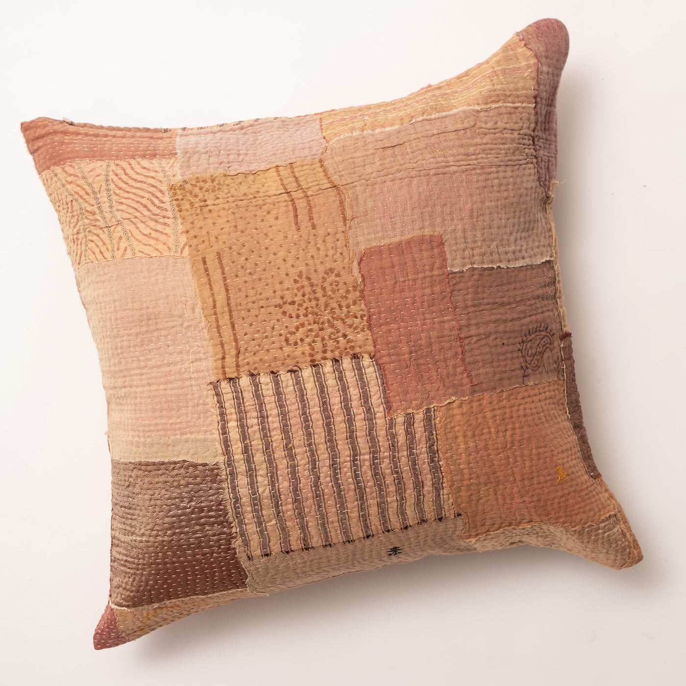 Landscape Fray Kantha Pillow in Taupe