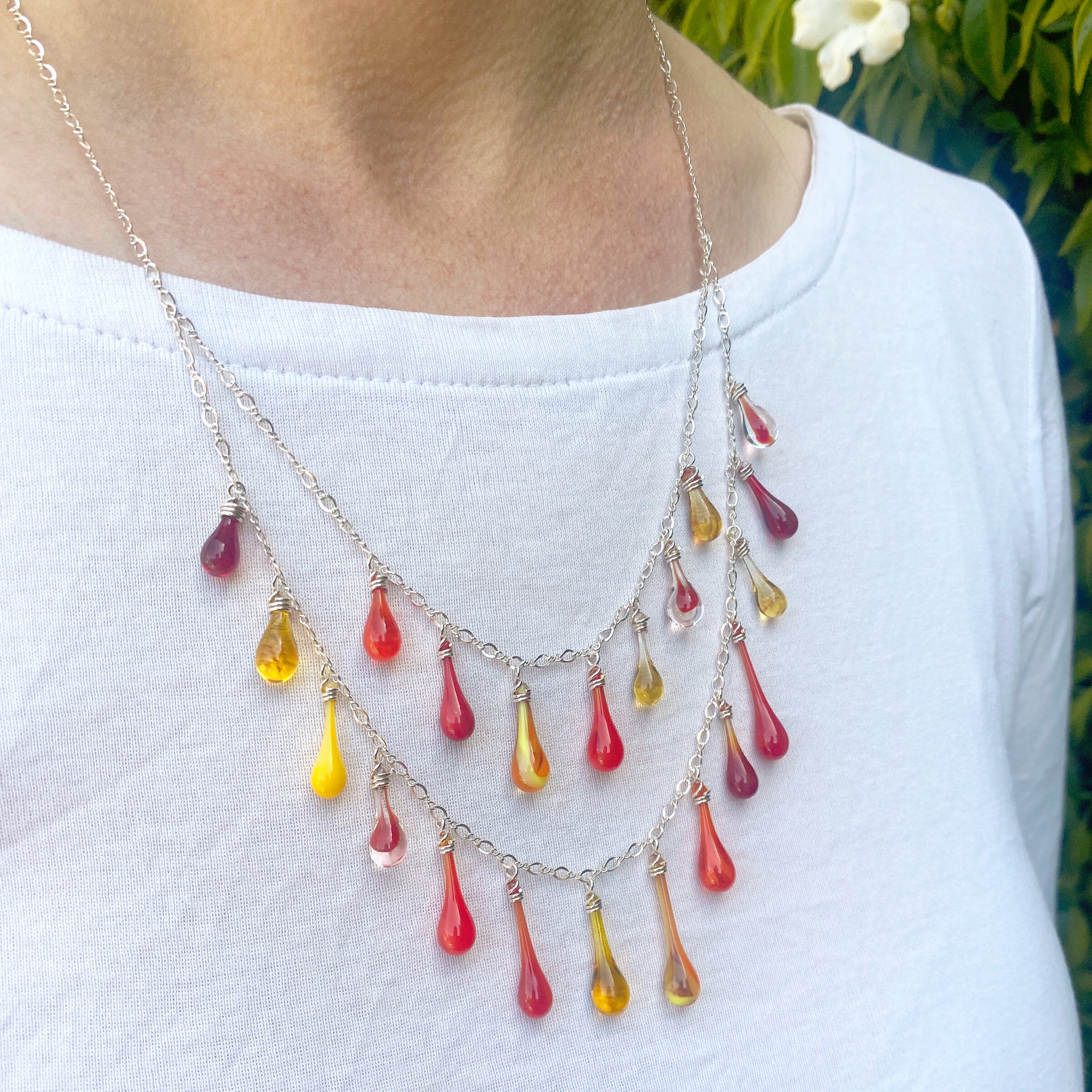 Firelight Waterfall Necklace