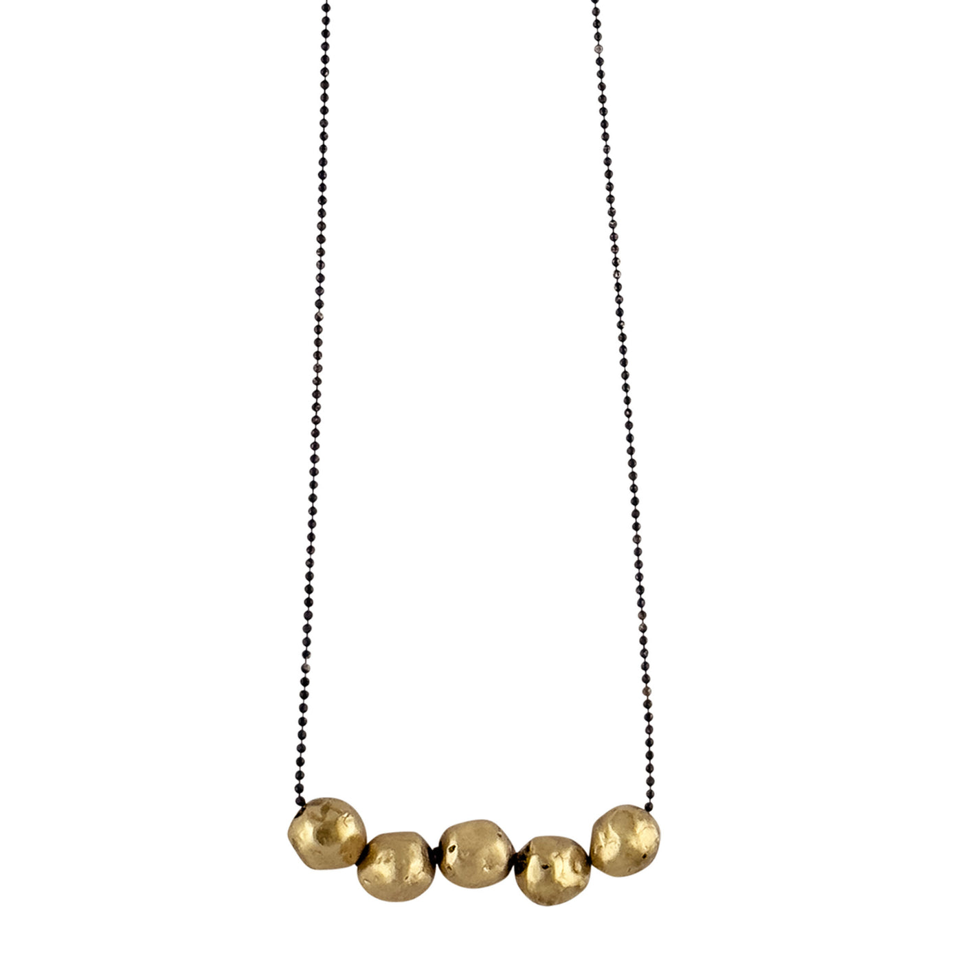 Bronze Granule & Sterling Silver Chain Necklace