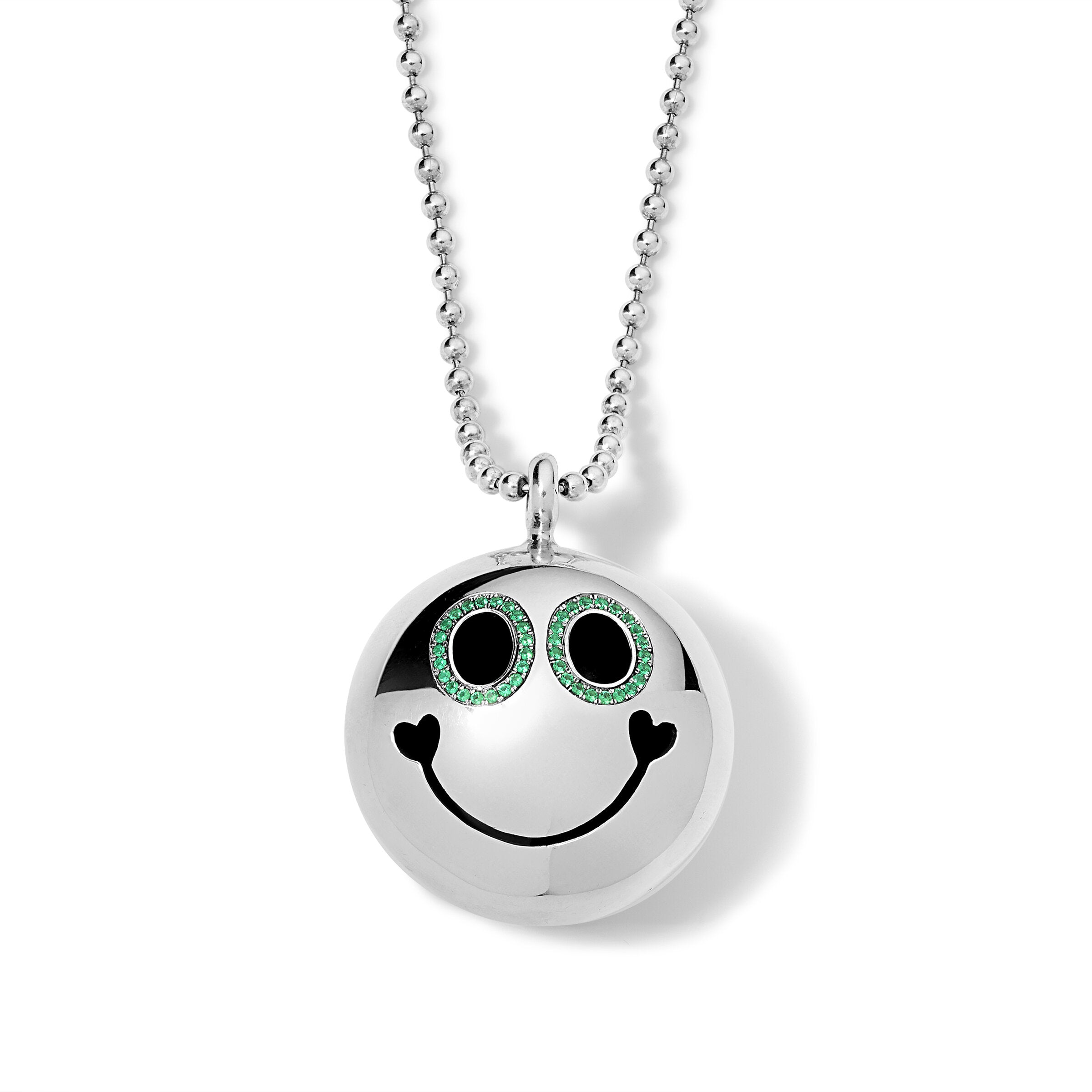 Green-Eyed Smiley Face Pendant