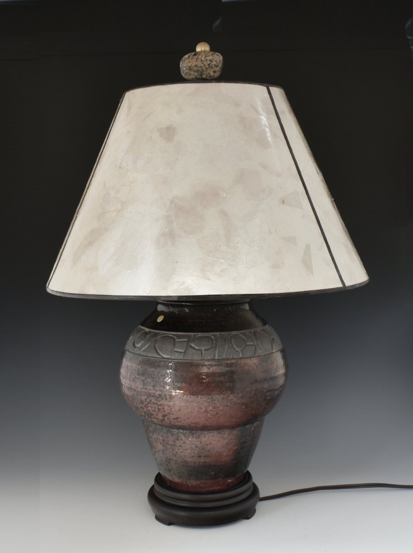 Beach Stone Raku Table Lamp